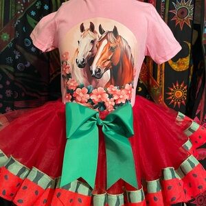 Charming Pink Dance Top with Horse Motif
